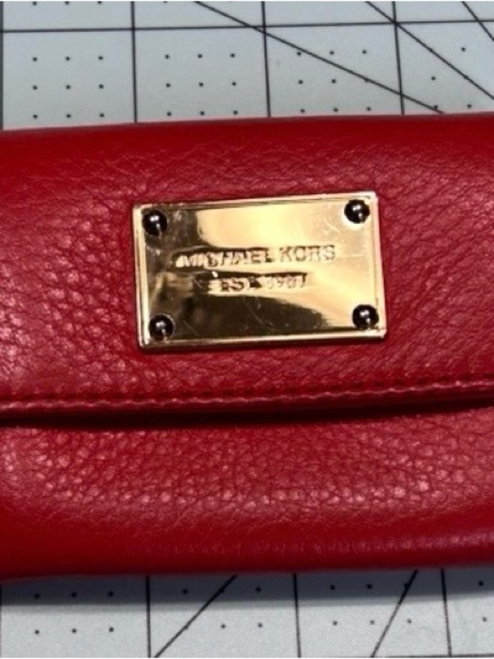 Michael Kors Red Leather Wallet with Gold Plate